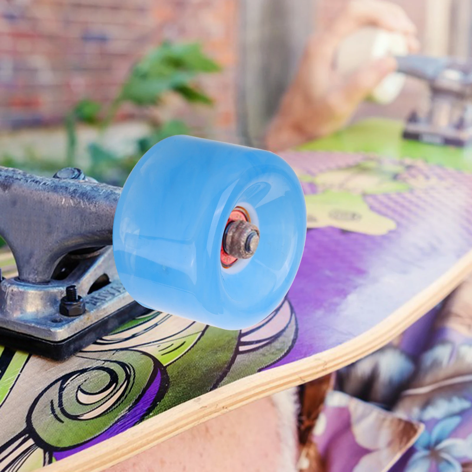 

2pcs Skateboard Glow Wheels Wear-resistant Sky-blue Pu Replacements Longboard Wheels Durable PU Material Easy Installation Cool