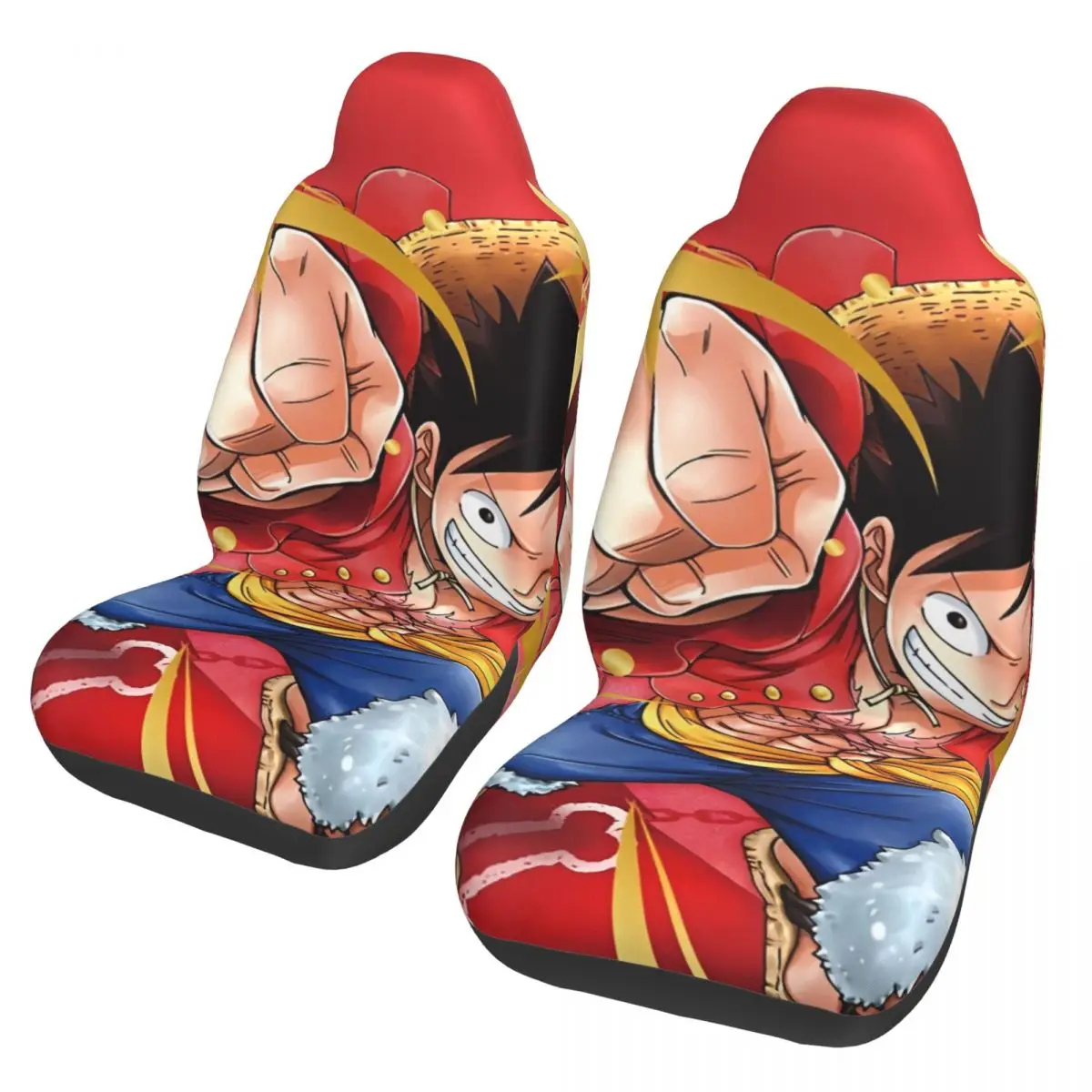 

Универсальный чехол для автомобильного сиденья One Piece Luffy, подходит для всех типов моделей, мультяшный, передний и задний, из флокированной ткани, с подушкой.