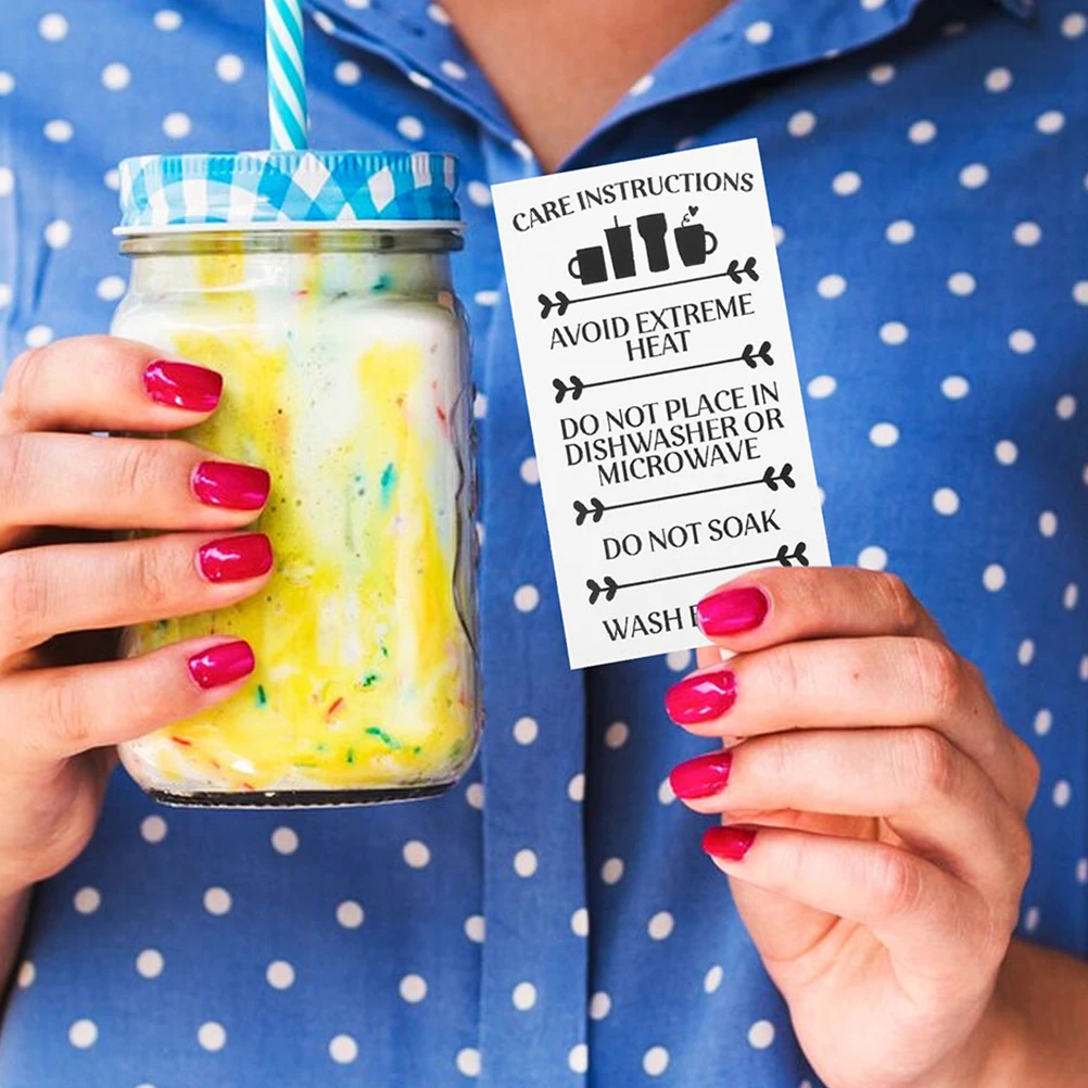 

100 Pcs Straw Glass Cup Packaging Labels 50x90mm Care Instruction Tags Customer Guide Cards for Tumbler Cleaning Inserts
