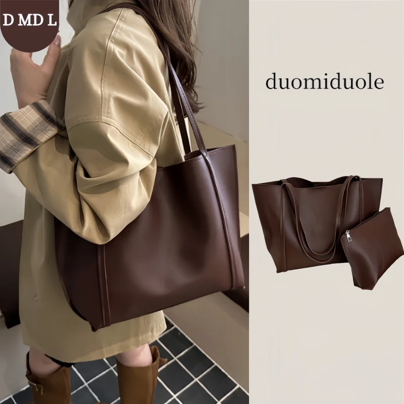 

Vintage Style Large Capacity Tote Bag for Women Fashion Casual Two Piece Set Shoulder Bag Elegant and Simple Design