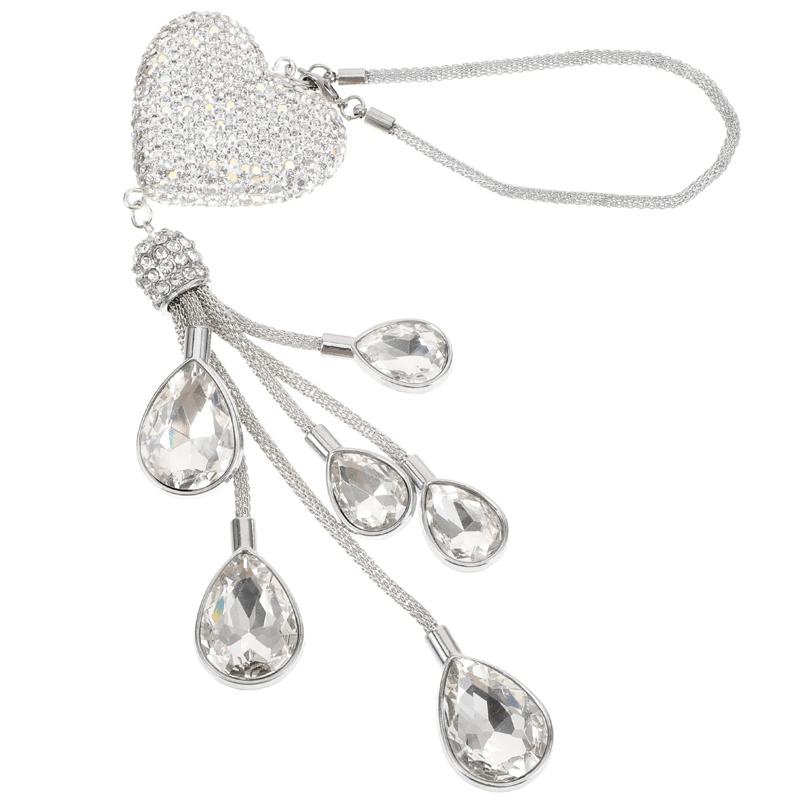 

Heart Shaped Crystal Hanging Ornament Rearview Mirror Decoration Elegant Sparkling Accessory Unique Design Mirror Hanging