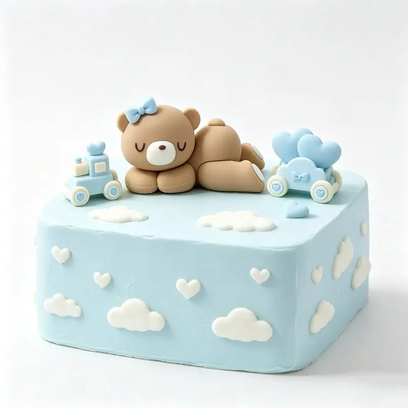 3D Pink Blue Bear Cake Topper Birthday Cake Decoration Boy Girl Birthday Party Gender Reveal Baby Shower Bear Doll For Cake Deco - view 3