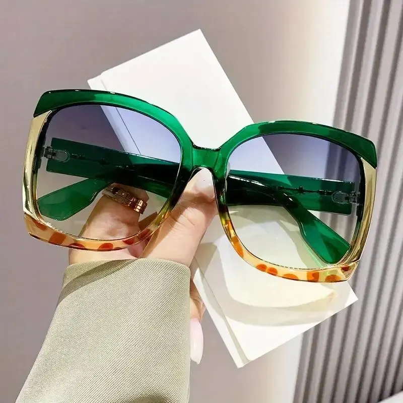 Y2K Oversized Square Fashion Sunglasses For Women Men Tortoiseshell Jelly Color Block UV400 Sun Shades For Party Beach Club