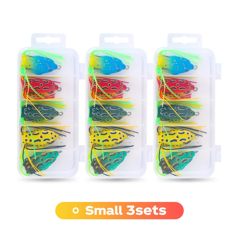 WEIHE 5 stuks/15 stuks Kikker Vis Aas Combo Zachte Vislokdoos Set Tackle Box Sets Pesca PVC Kikkers Set