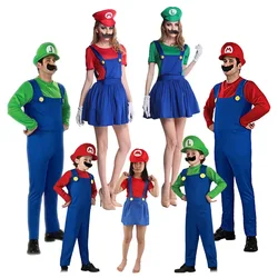 Child Super Luigi Brother Costume Anime Funny Halloween Costumes Kids Fancy Cosplay Jumpsuit Classic Boys Costume