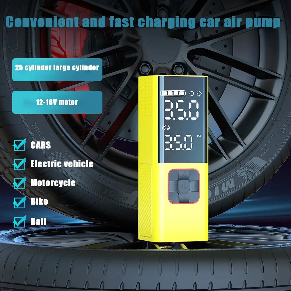 70L/Min Car Air Pump 100W Fast Inflation Car Tire Inflator Double Display Accurate Detection Digital Display Charging Pump Ball