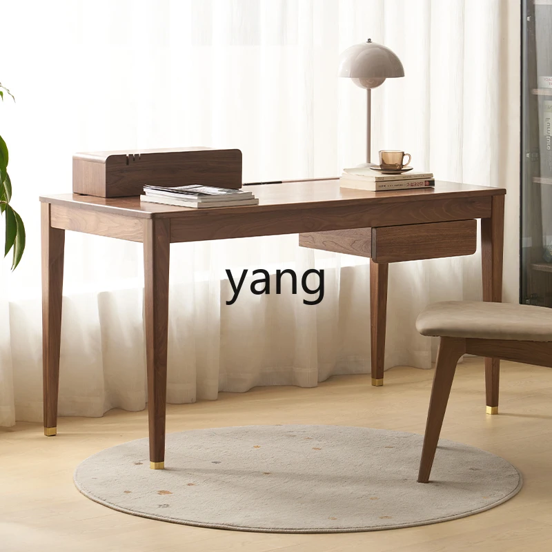 Yhl Black Walnut Wooden Desk Light Luxury Study Table Book