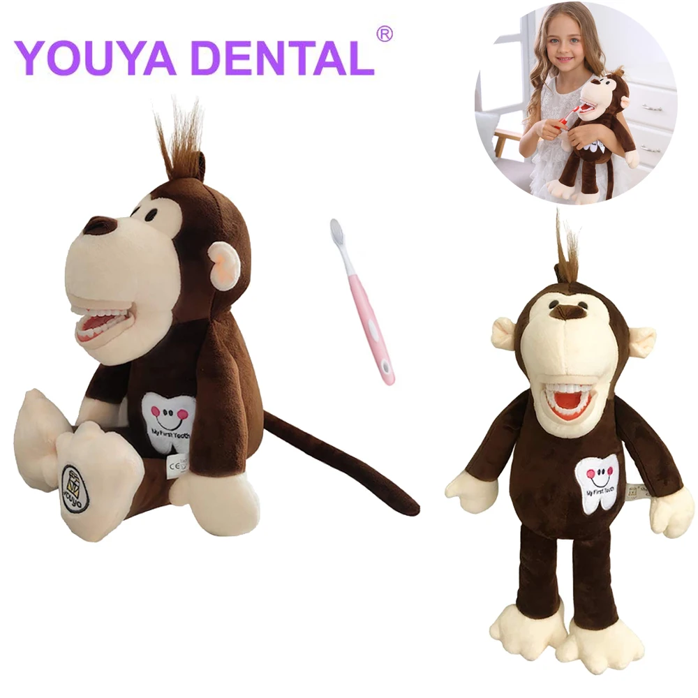 Cartoon Kids Animal Stuffed Toy with Toothbrush Small Plush Doll Dental Education Tool Gifts Teach Children Flossing Brushing