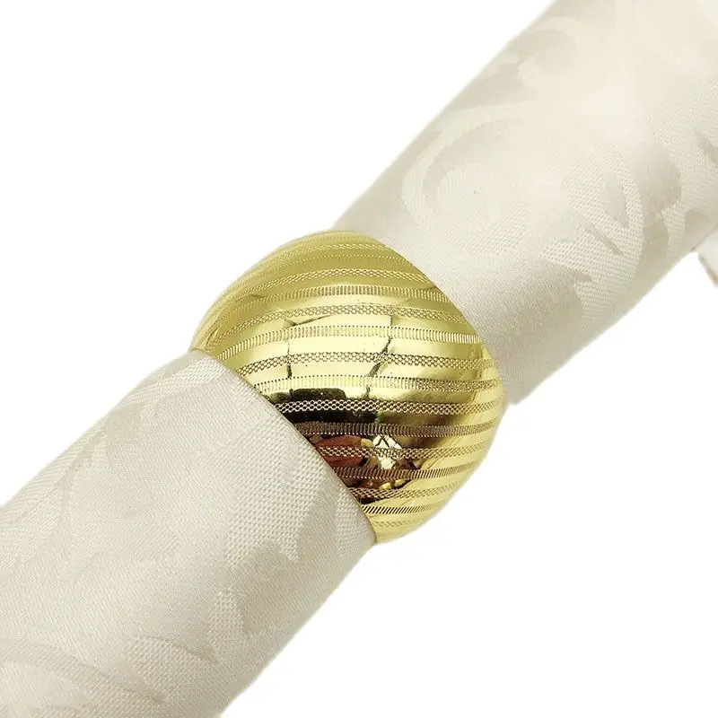 Striped metal napkin ring, simple, for wedding, hotel, tableware, Buckle, desktop decoration, 6 pcs/lot