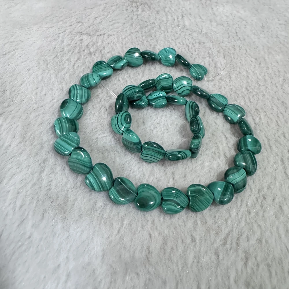 Wholesale 1 Strand of 15' Natural Malachite Beads 10mm Hearts Beads Drilled Through Hole,Gemstone Jewelry DIY Accessory