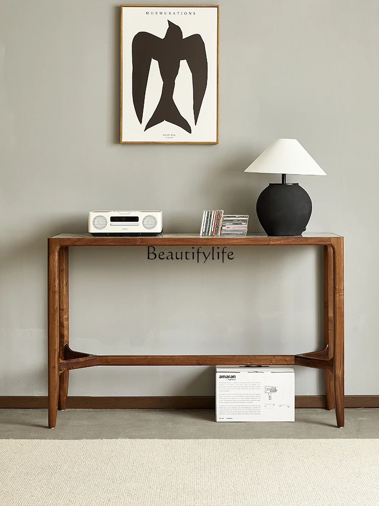 

Black walnut entrance table Italian minimalist rock slab entrance table household