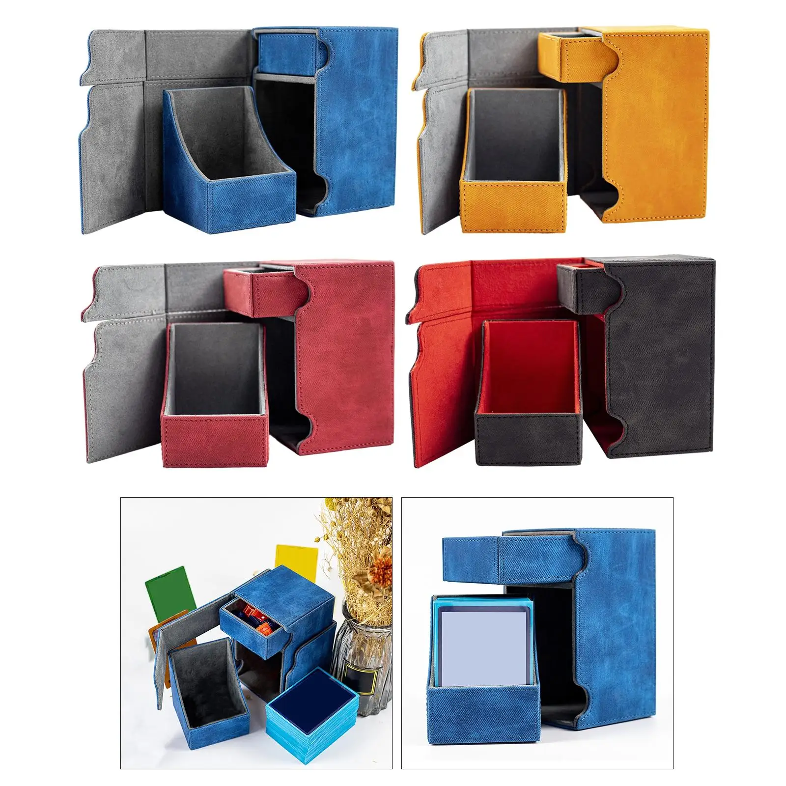 Boîte de rangement de bureau en cuir PU, porte-cartes magnétique, pocommuniste de pont, compatible avec MTG, cartes à collectionner