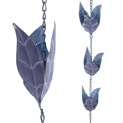 Rainwater collection chain rain guide under the drain tank is suitable for houses, gardens and families, leaf