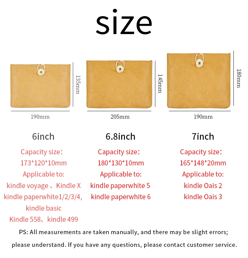 Ultra-Thin Fiber Paper E-Book Cover Bag 6/6.8/7-Inch Protective Sleeve Case Simple For Kindle Voyage Paperwhite6 Oasis Kobo