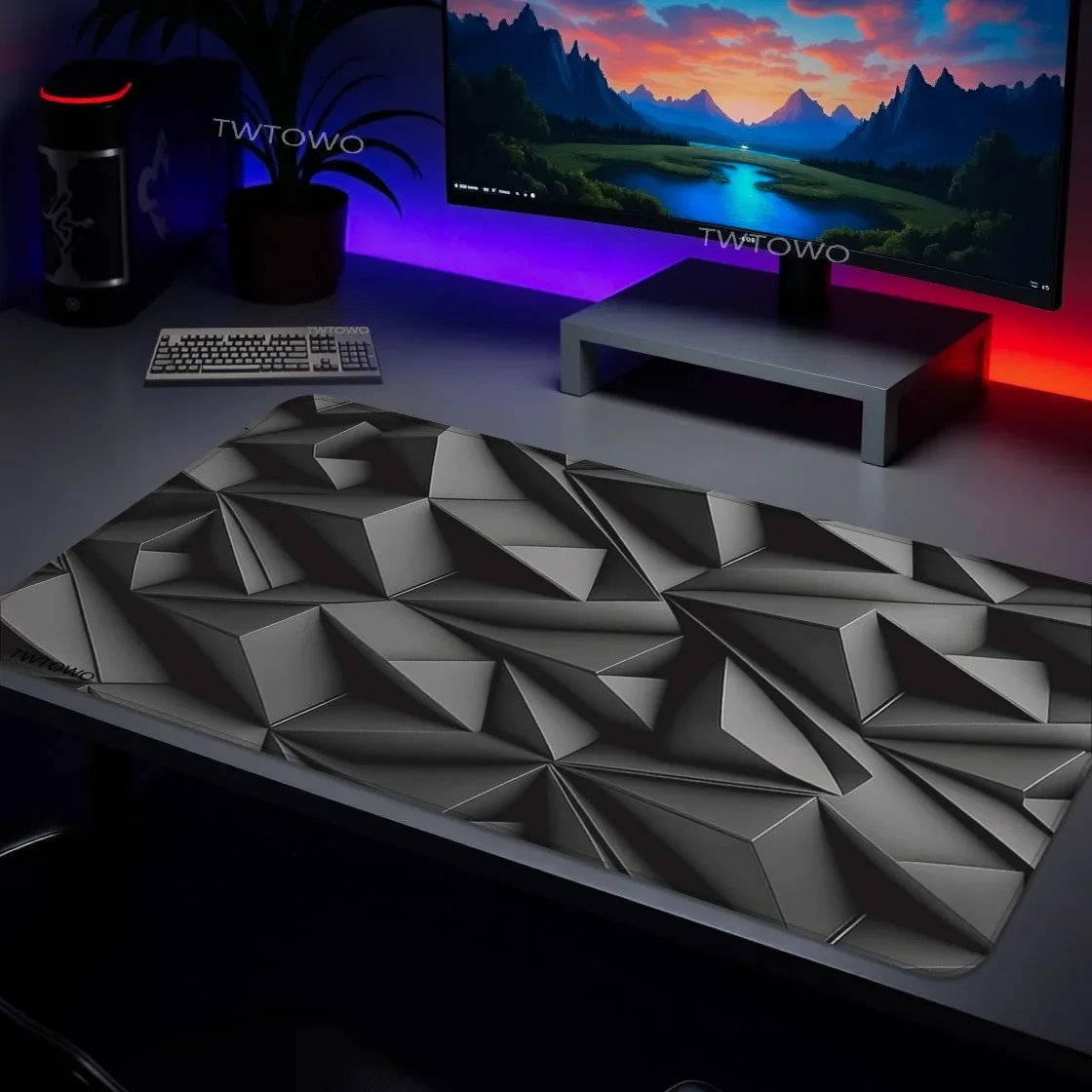 Mouse Pad Gaming Black And Gray Geometry printon demand Large Custom Mousepad XXL Mouse Mat Non-Slip Office Laptop Table Mat