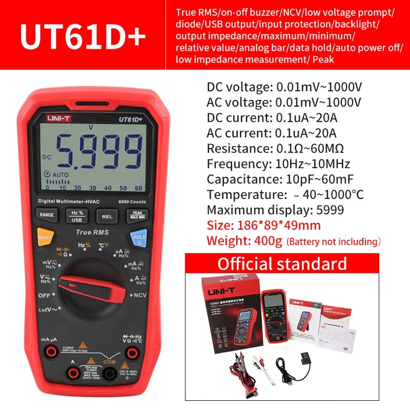 UNI T UT61B+ UT61E+ UT61D+ Smart Professional Digitale Multimeter Tester Unit True RMS Auto Range 6000 Telt DC AC 1000V