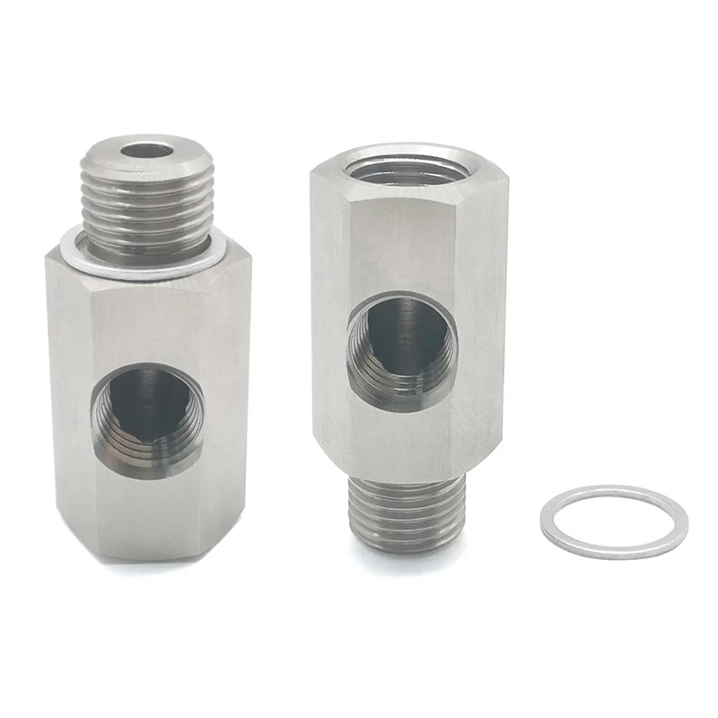 

SS304 Turbo Feed Line Adapter M16x1.5 Male to Female with 3/8NPT Gauge Port