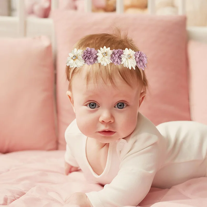 Lovely Baby Girl Headbands Elastic Nylon Baby Pearl Floral Headbands Newborn Infant Toddler Hairband Headwear Hair Accessorie