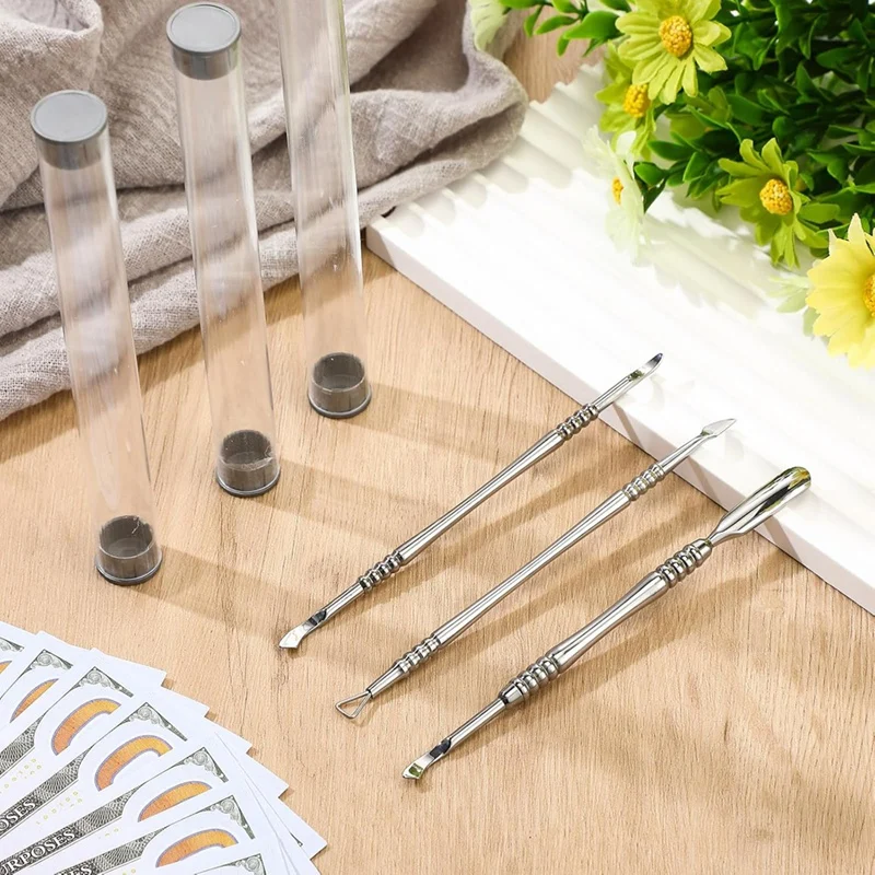 ABDJ-3 Pcs Metal Lottery Ticket Scratcher With Storage Box Lottery Ticket Scratcher Tool Lottery Ticket Holders For Adults