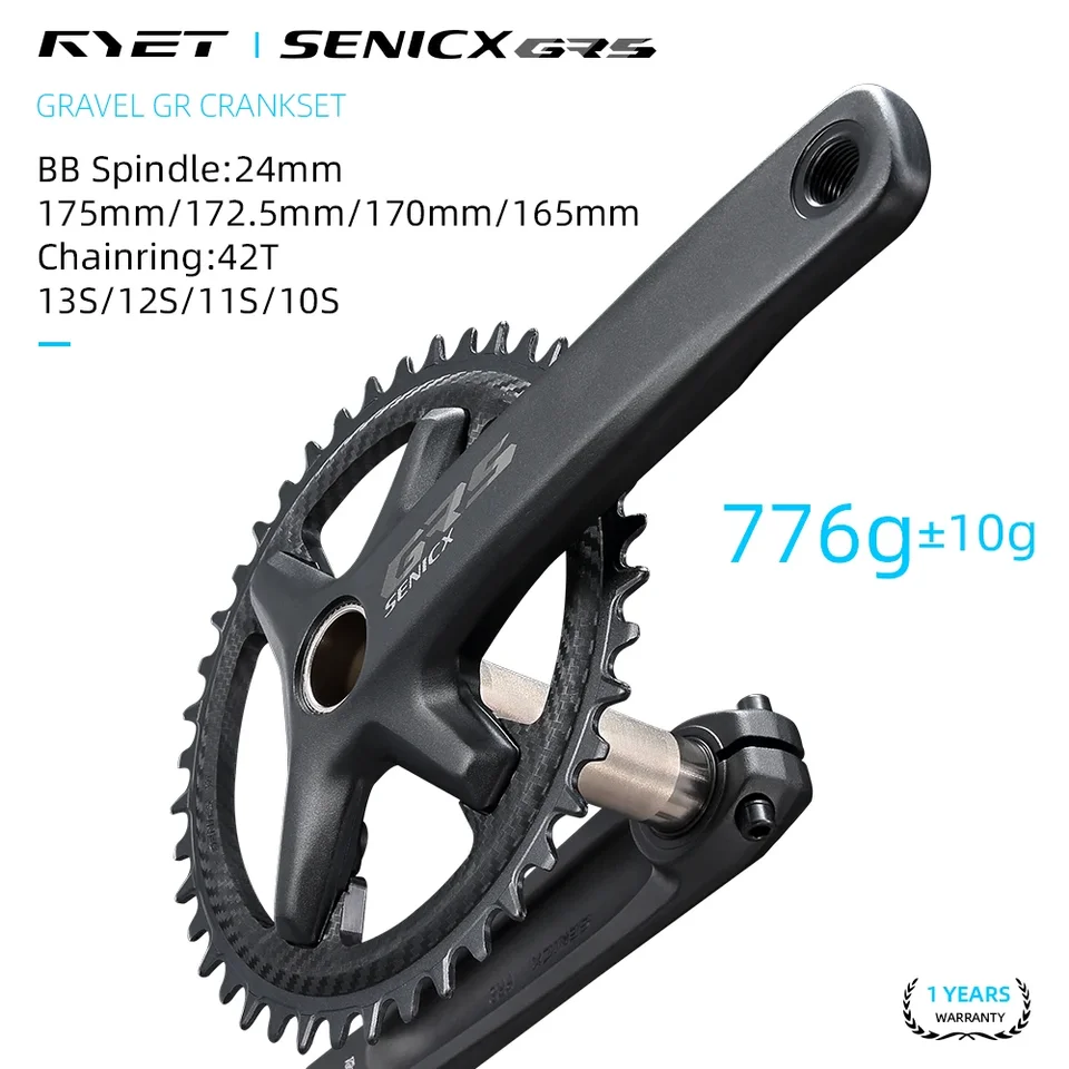 RYET Senicx グラベルバイククランクセット 24 ミリメートルスピンドル