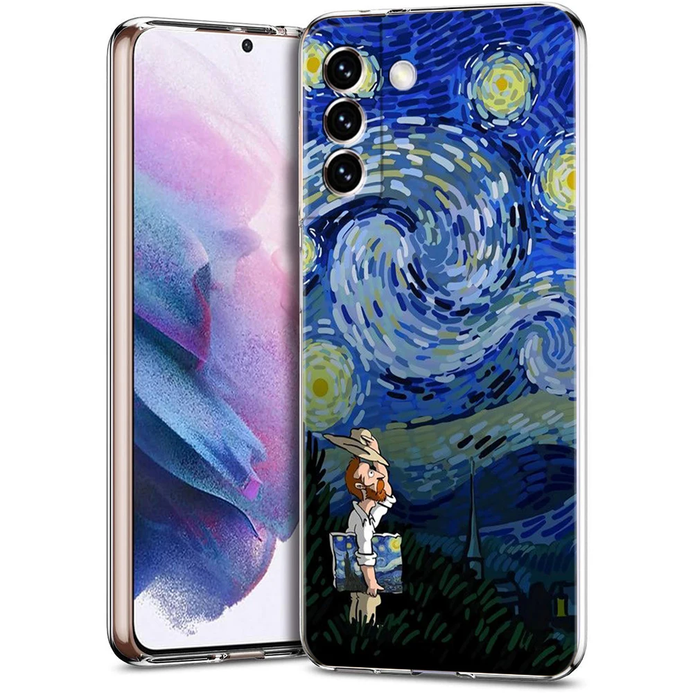 Van Gogh Series Phone Case for Samsung Galaxy S23 S20 FE S22 S21 Ultra M21 M22 M32 S10 S10E S9 S8 Plus 5G Transparent Shell Bags