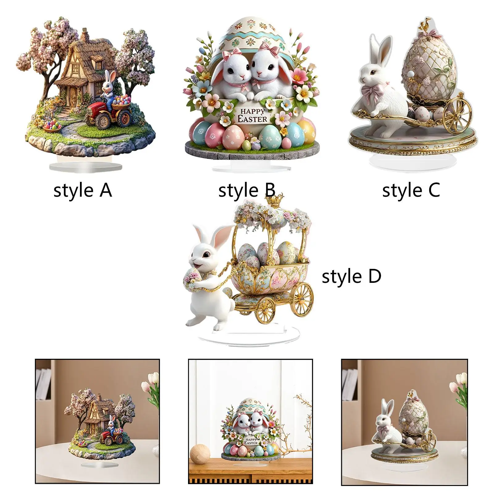 2D Easter Bunny Decor Collectible Easter Decoration for Bedroom Home Indoor