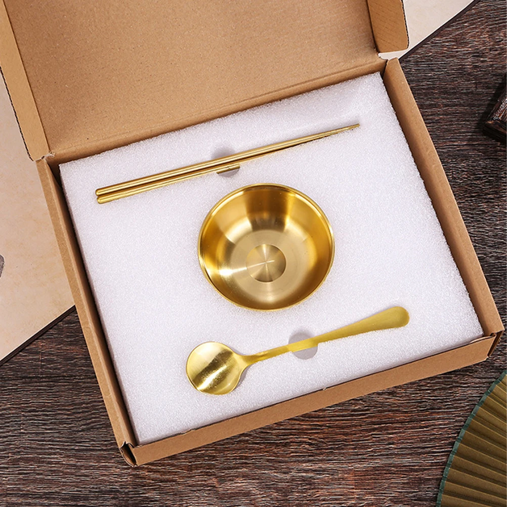 

Brass Tableware Set and Spoon Serving Fruit Bowl for Kitchen Bowls with Chopsticks