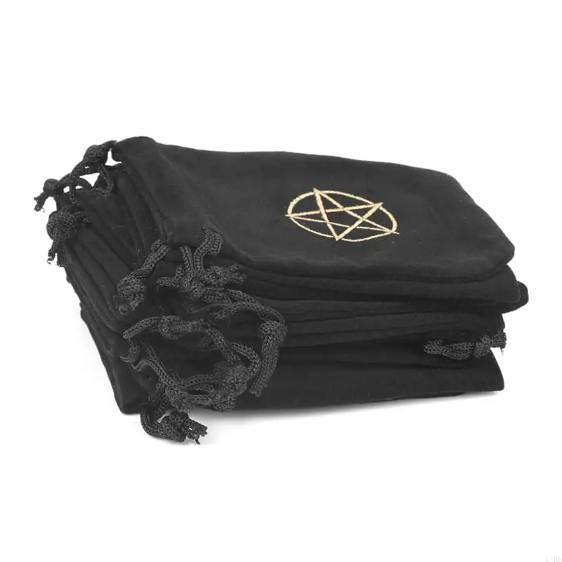 K1kd pentagram tarot untuk tas penyimpanan kartu kantong serut kecil untuk permen perhiasan anting -anting kalung