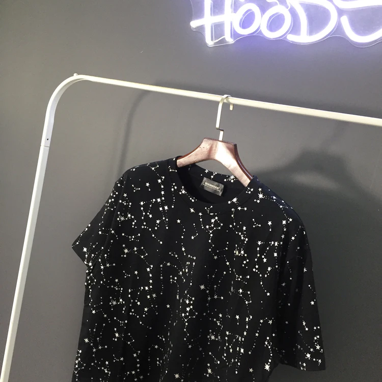 New 2026 Silver Heat Transfer Star  Print Casual Loose Fashion Short Sleeve T-Shirt Couple's Top Tee