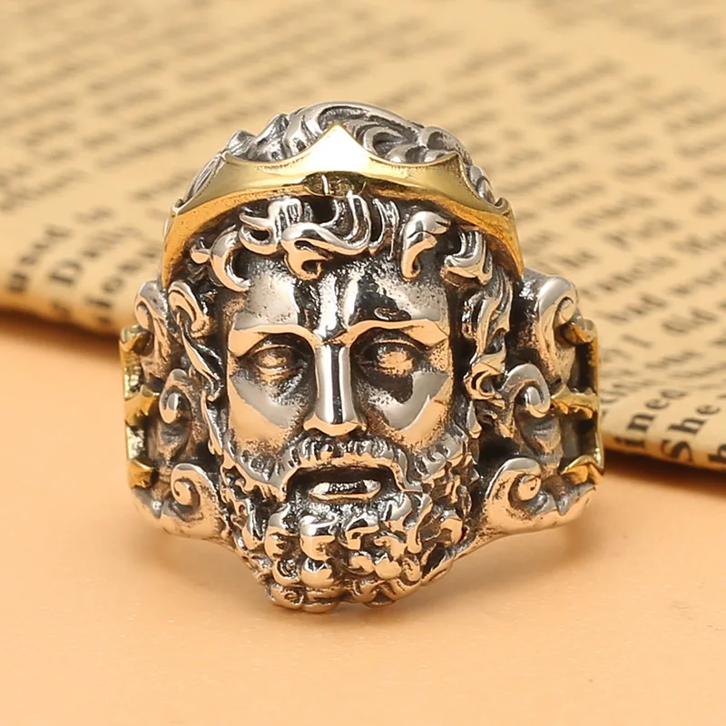 

Open Zeus personality retro domineering ring s925 sterling silver hipster distressed retro domineering hip hop