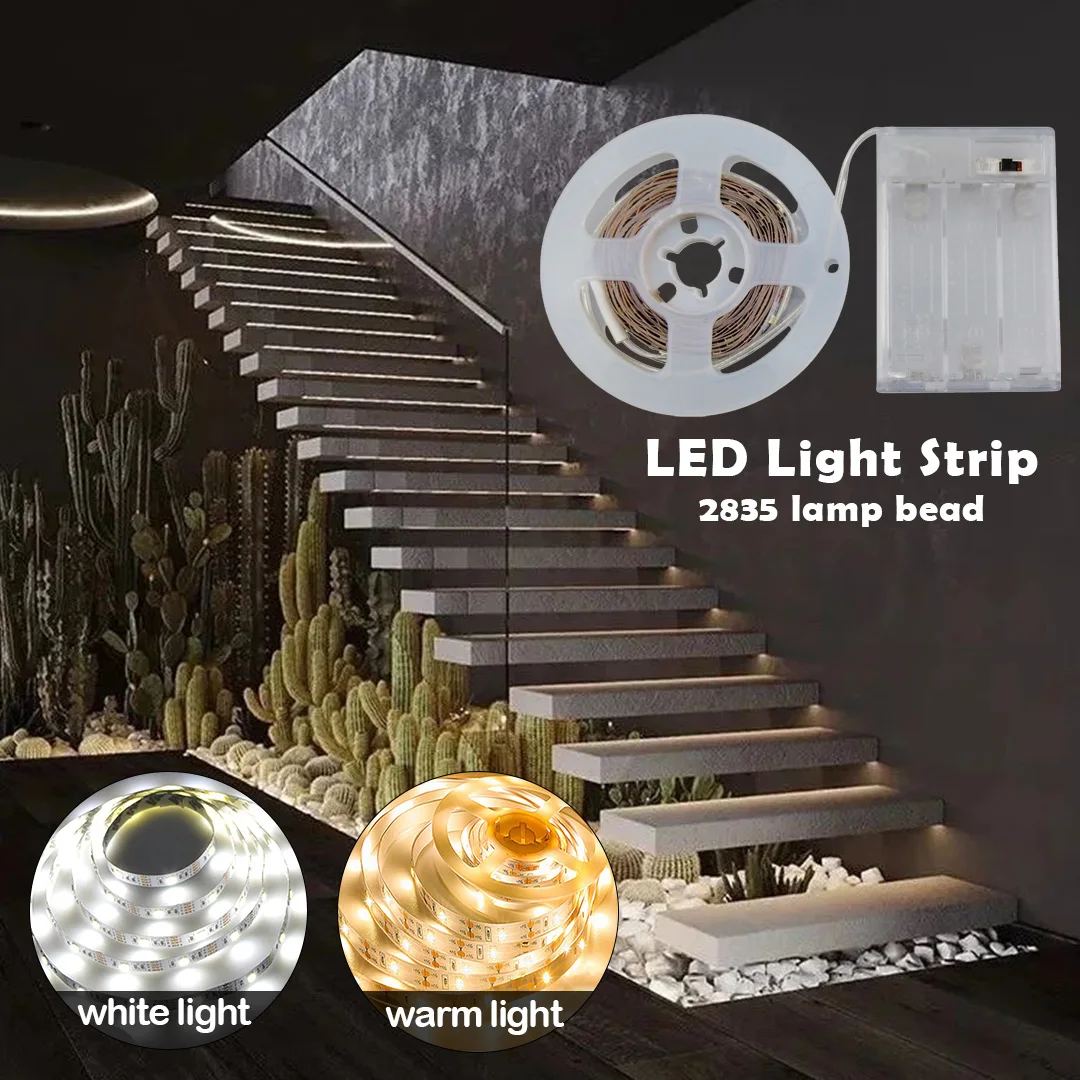 

Разрезаемая Гибкая самоклеящаяся Светодиодная лента для аккумуляторного блока, лампа теплого белого света, 16, 4 фута/5 м, для спальни, кухни, камина