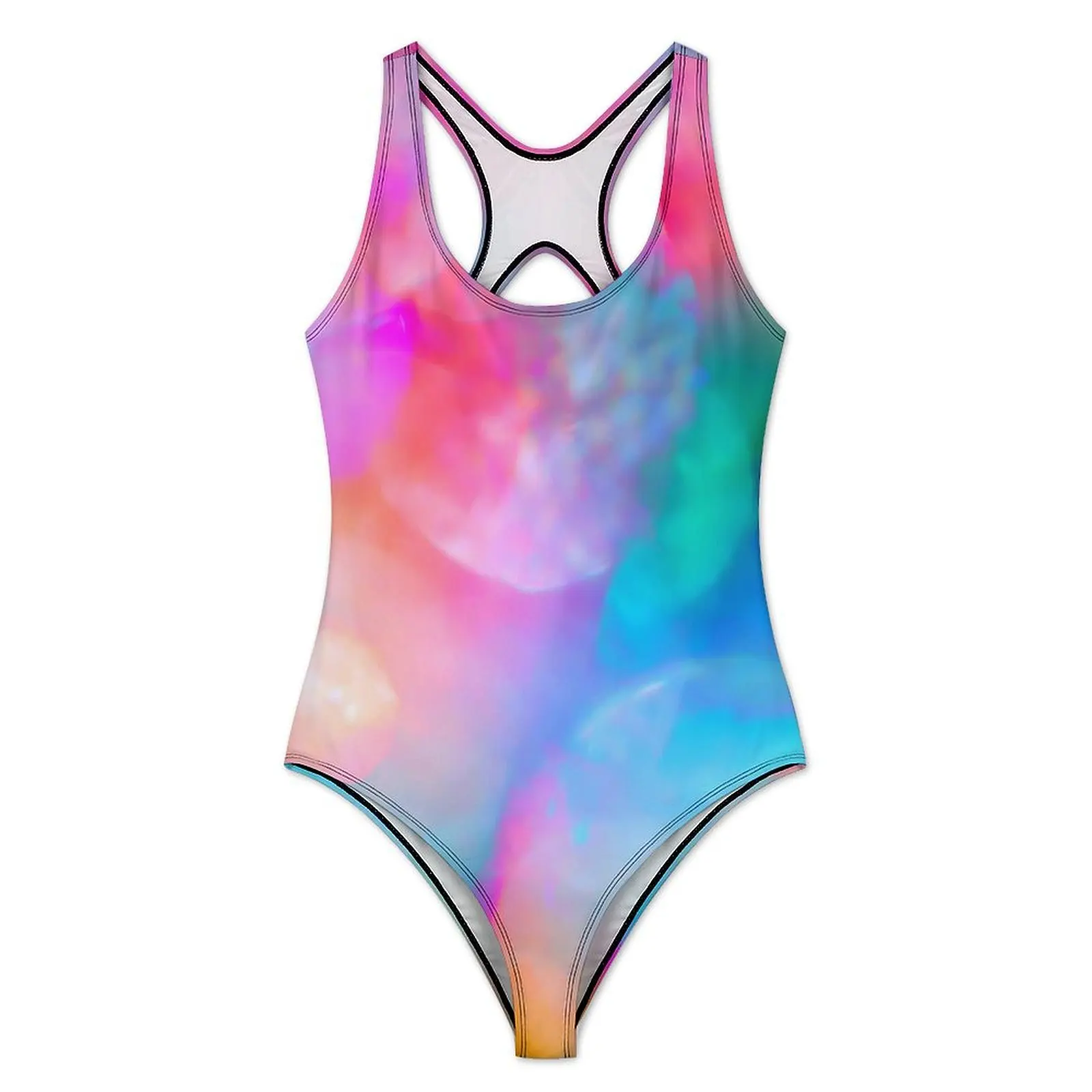 Colorful Rainbow Swimsuit Abstract Print Swimwear One-Piece Beach Pattern Swimsuits Bathing Suits Woman Push Up Sexy Beachwear