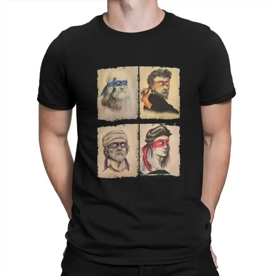 

Renaissance Ninja Artists Polyester T Shirt Graphic Streetwear Men's TShirt Funny Italian Turtles Art Lovers Gift men clothing