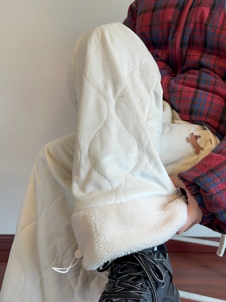 

Мужские зимние утепленные хлопковые брюки из бархатной ткани, широкие, свободного кроя, повседневные, модные, прямые, с эластичным поясом