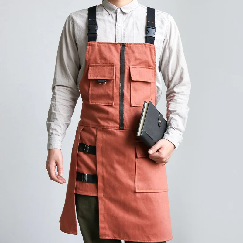 Fashion Apron Kitchen Restaurant Barber Bakery Cake Shop Canvas Overalls Flower Shop Black White Man Woman Multifunction Apron