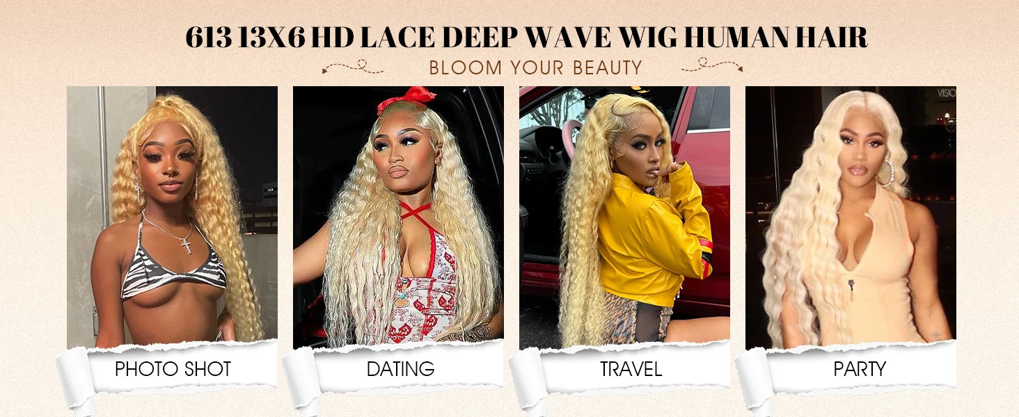 30 32 Inch 613 Loose Deep Wave 13x6 HD Lace Frontal Wigs Curly Brazilian