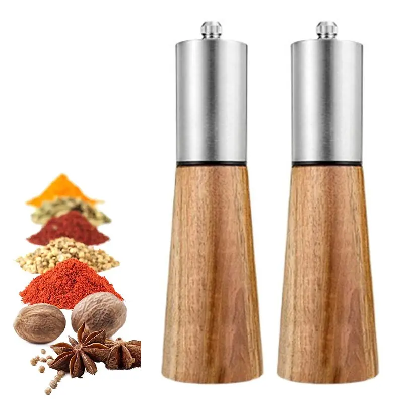 Wooden Salt and Pepper Grinders,Manual Salt Shaker Mills Set,Sea Salt Pepper Mills for Seasoning,Dining Meal Prep Cooking Tool