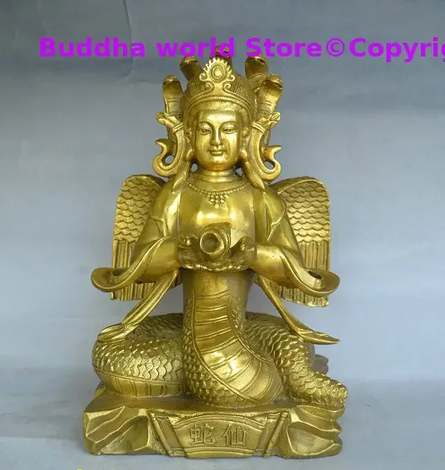 Special Offer - Southeast Asia Thailand India HOME Temple Sea god Golden Snake Immortals Naga Brass FENG SHUI statue