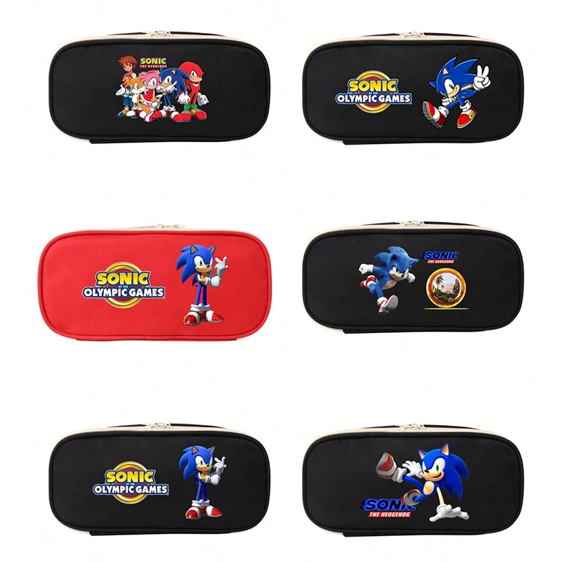 Sonic étudiant crayon sac papeterie étudiant fermeture éclair stylo boîte imprimé stylo boîte étudiant multi-fonctionnel décontracté vacances fête cadeau