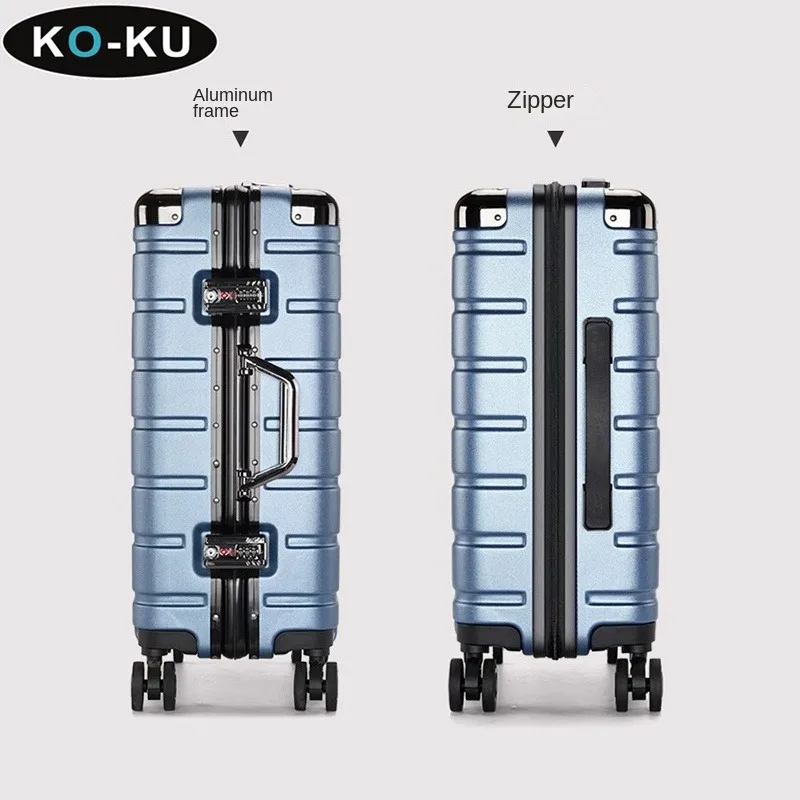 KO-KU High Quality Suitcase Male Aluminium Frame Trolley Case Mute Universal Wheel 20\'\' Cabin Travel Bag 24/26/28 Inch Luggage