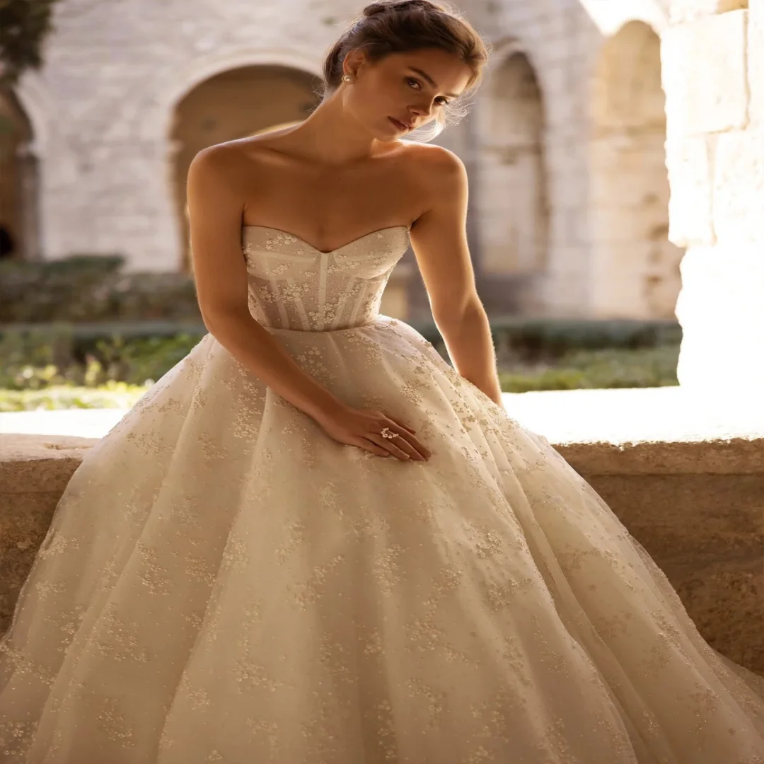 Customzied Liyuke Romance High Collar Collar A-line Wedding Dress Beading Pearls Lace Full Sleeves Bridal Gowns Vestido De Novia