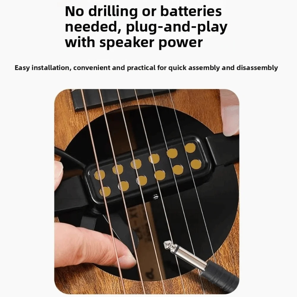12 حفرة تصميم الصوتية الغيتار لاقط لهجة المقابض كليب على نمط Soundhole لاقط مستقرة تعزيز الصوت مكبر صوت جيتار