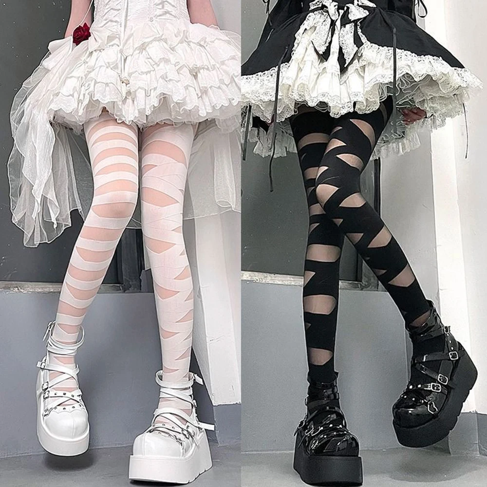 Sexy Mesh Lolita Socks Thigh High Stockings JK Lolita Girl Long Socks Japanese Style Lace Fishnet Suspender Knee High Stocking