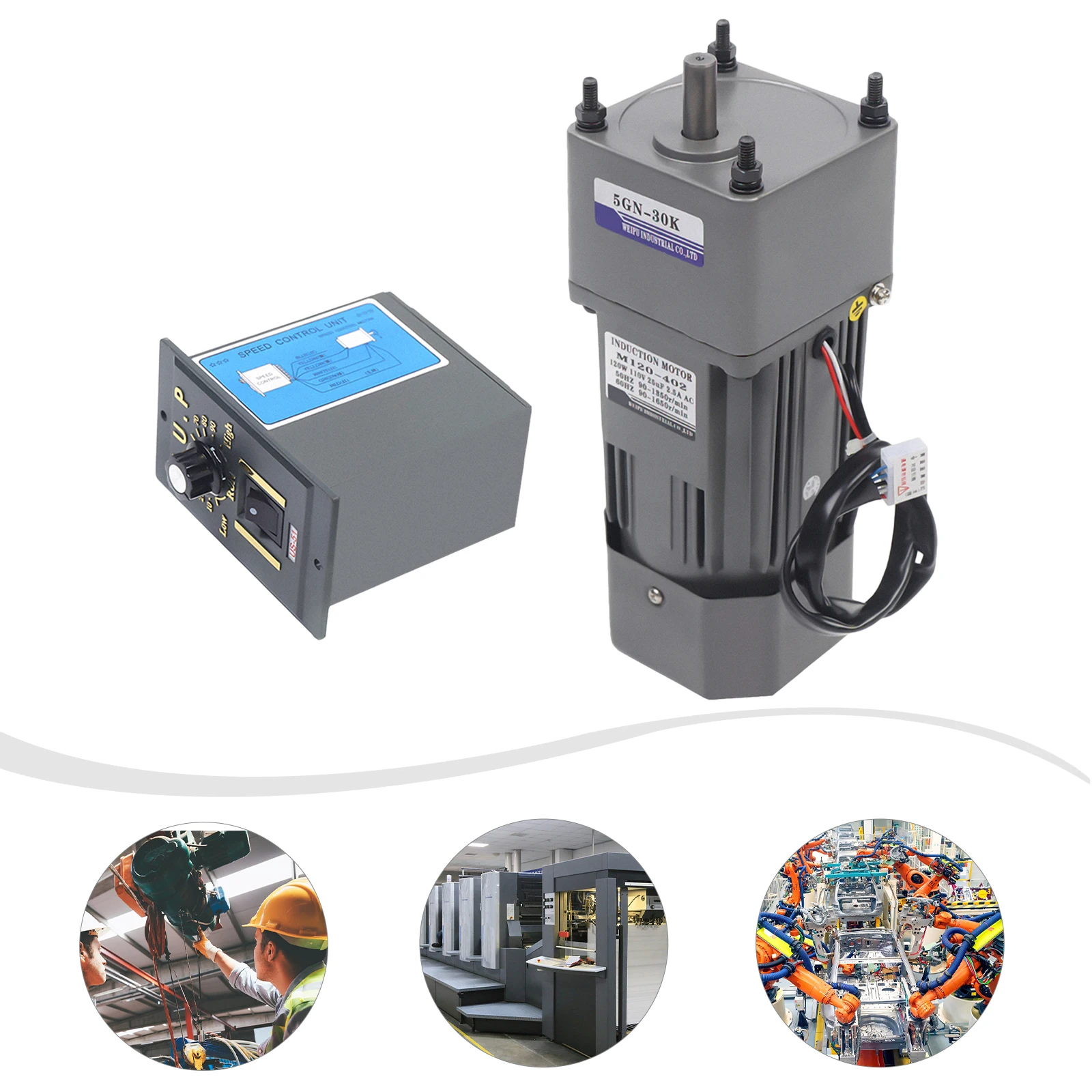 120 واط 30 كيلو موتور تروس 110 فولت موتور تروس محرك كهربائي 45 دورة في الدقيقة مع وحدة تحكم في السرعة لصناعة الآلات وصناعة الآلات