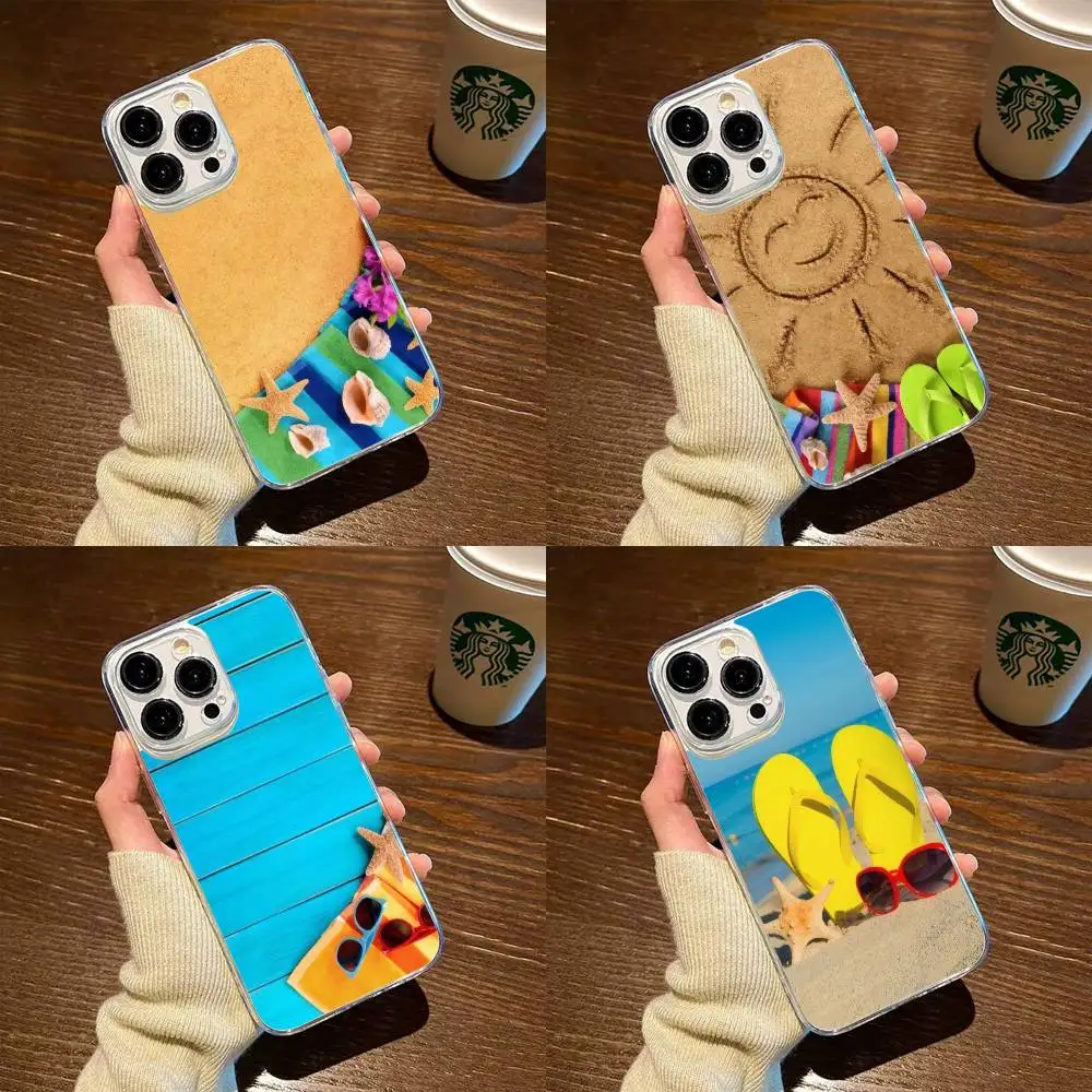 

Beach Vacation Phone Case For iPhone17,16,15,14,13,12,11 Plus,Pro Max Soft Transparent Cover