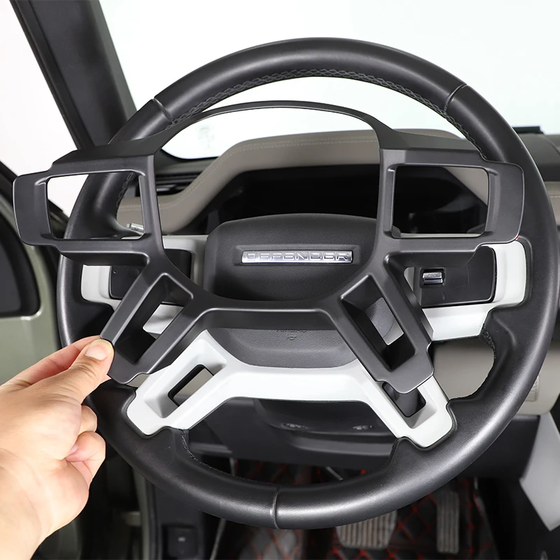 

cheya ABS Carbon Fiber Pattern Car Steering Wheel Button Decorative Frame Cover for Land Rover Defender 90 110 2020+ Accessories