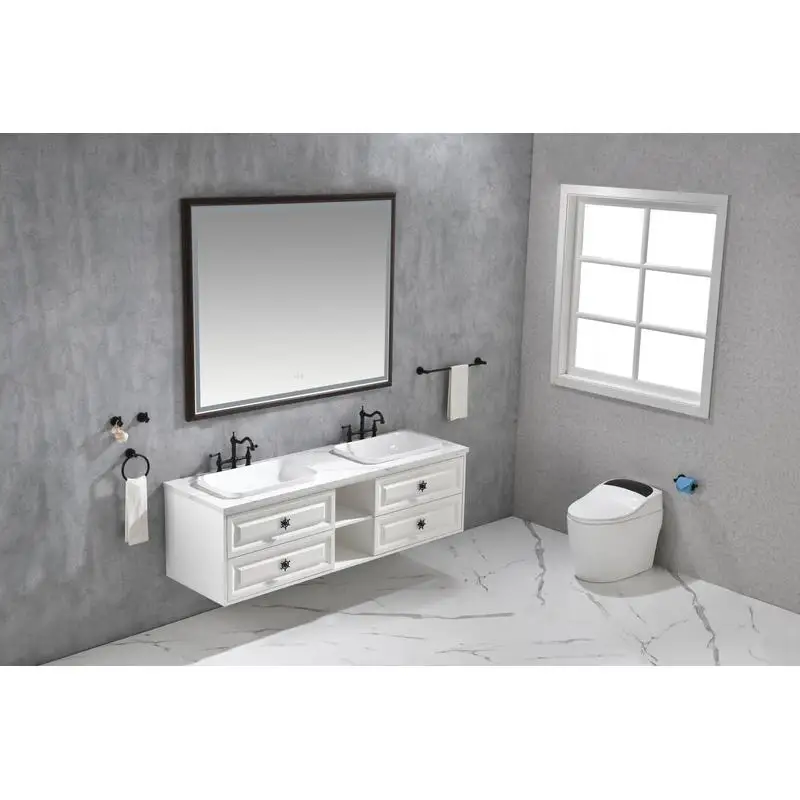 60x48 Inch LED Bath Mirror, Wall-Mounted Vanity Mirror, Anti-Fog, Memory Function, 3 Color Options, Stepless Dimming