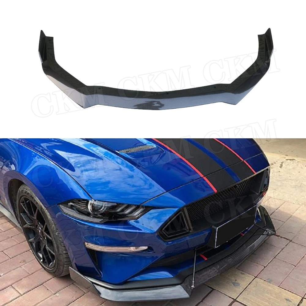 

Спойлер для губ переднего бампера из углеродного волокна для Ford Mustang 2018, 2019, 2020, автомобильное украшение