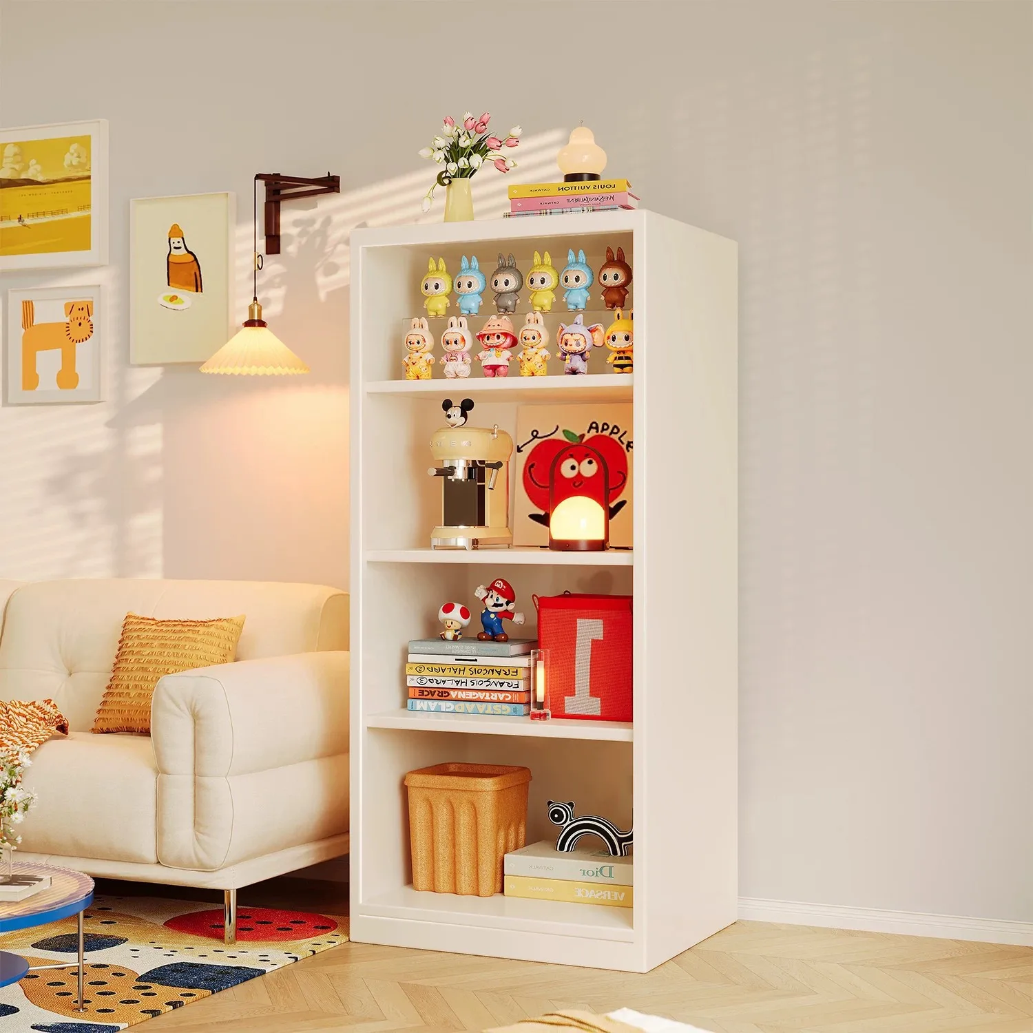 Strictly selected steel small bookshelf, narrow slot shelf, floor-to-ceiling sofa, integrated iron storage cabinet next
