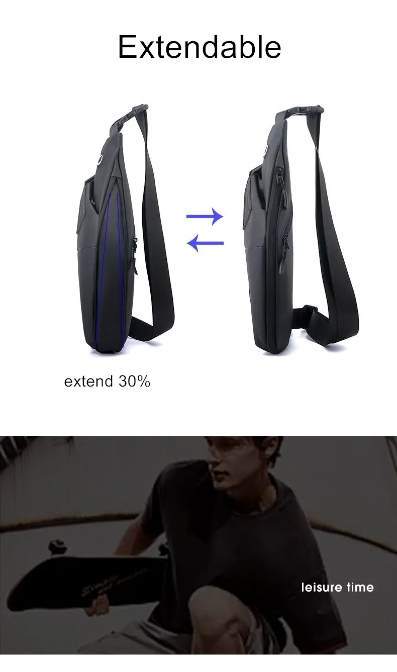 Mochila Derm para hombre con axila, bolso de hombro para Ipad, bolso cruzado impermeable para el pecho, mochila para montar